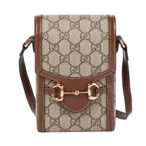 GUCCI Horsebit 1955 GG supreme logo phone pouch crossbody bag